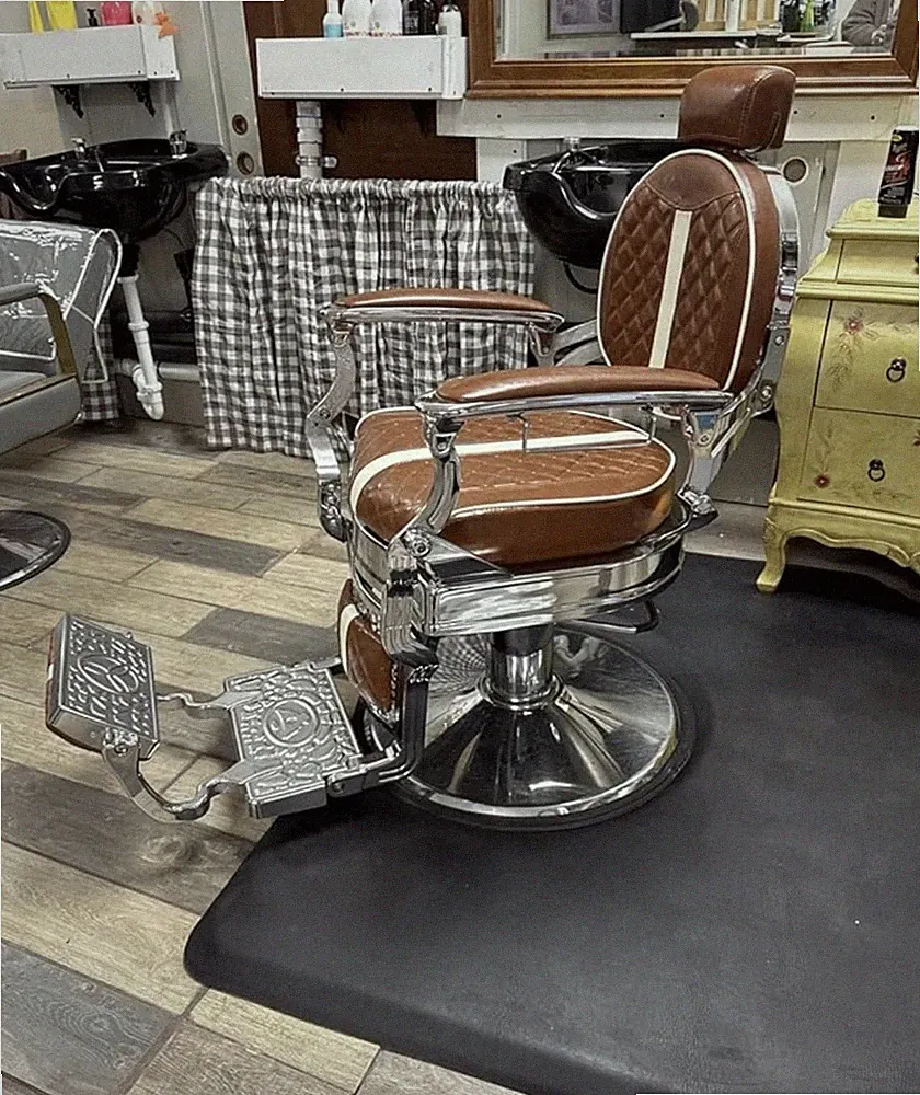 New Listing Professional High Quality Hydraulic Reclining Barber Chair Vintage Brown New