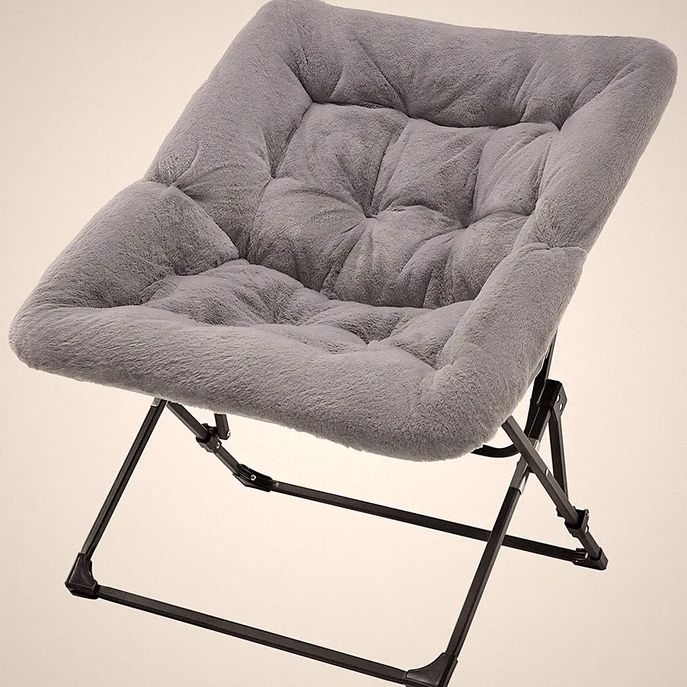 Oakham Comfy Chair for Adults, Soft Faux Fur Folding Lounge for Bedroom
