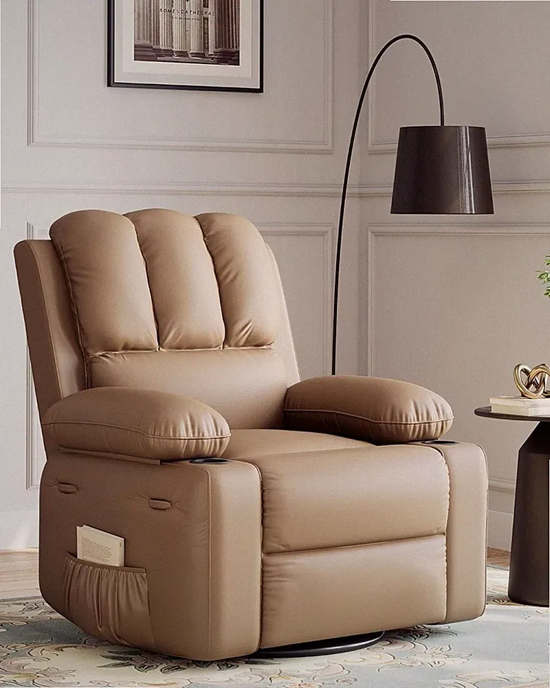 Oversize Manul Recliner Chair,Chaise Lounge Reclining Seat with 2 Cup Holders