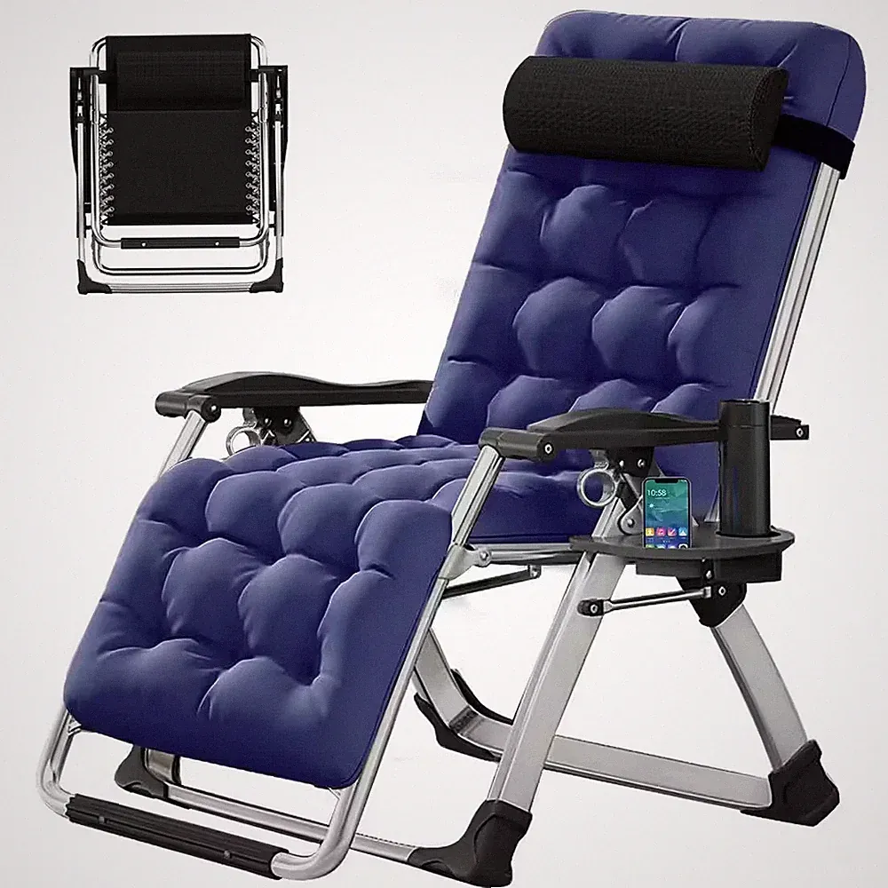 Oversized Padded Zero Gravity Chair, Folding Indoor Outdoor Patio Recliner W/Hea