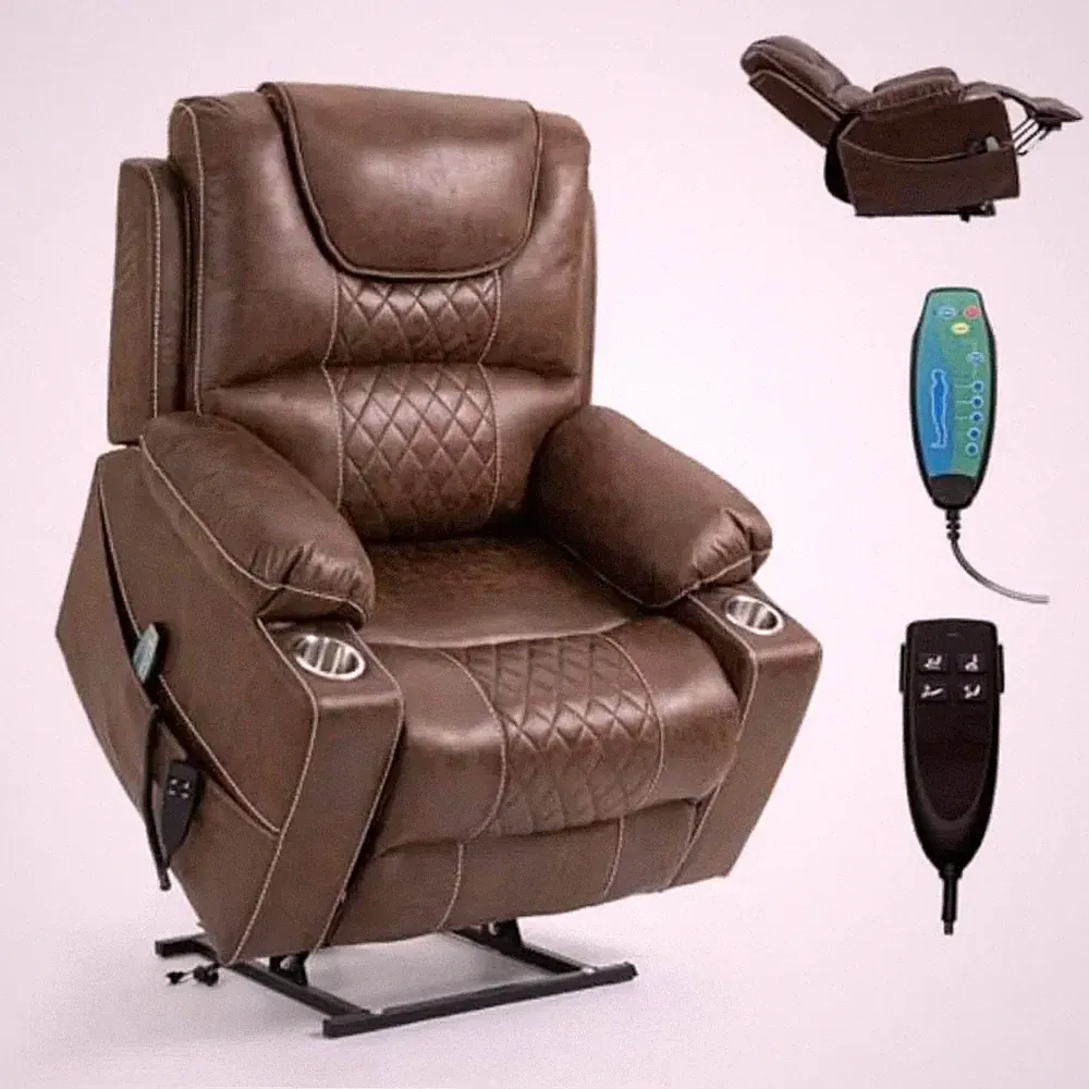 Oversized Power Lift Recliner – Big & Tall 180° Lay Flat Massage Chair with 25"