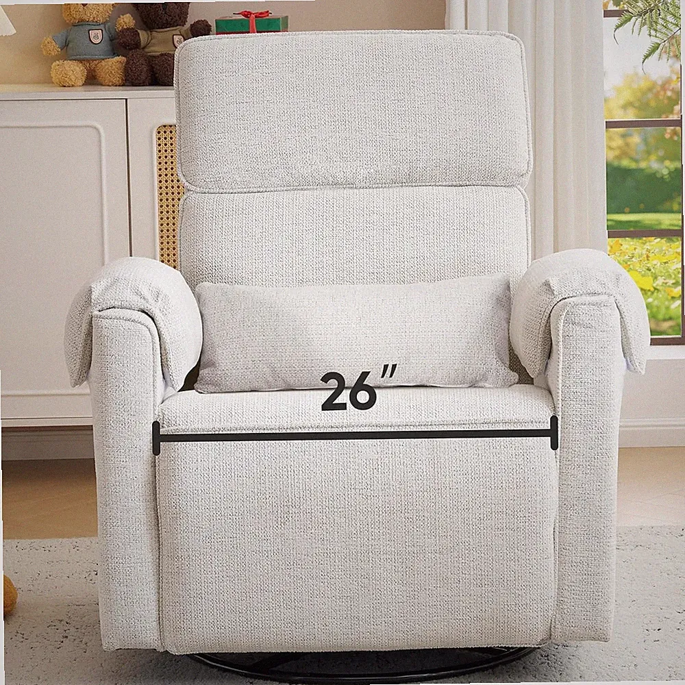 Oversized Power Recliner Chair, 26" Extra Wide Swivel Rocker Recliner with Adjus