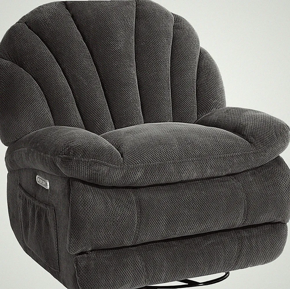 Oversized Power Recliner Chair with USB Ports - Dark Grey
