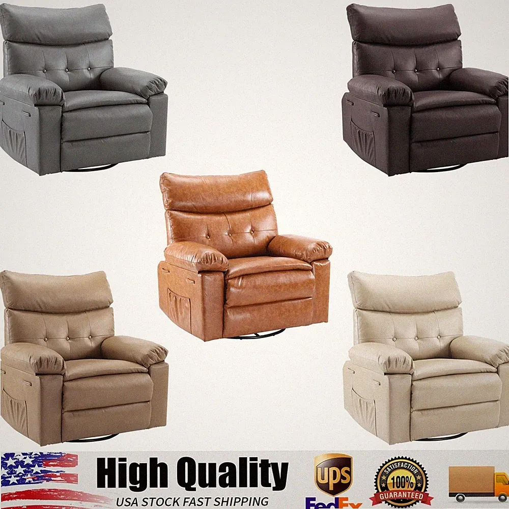 Oversized Recliner Chair, PU Leather Manual Recliner, Reclining Chair for Adults