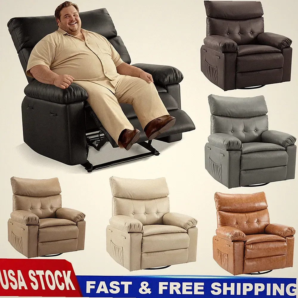 Oversized Recliner Chair, PU Leather Manual Recliner, Reclining Chair for Adults