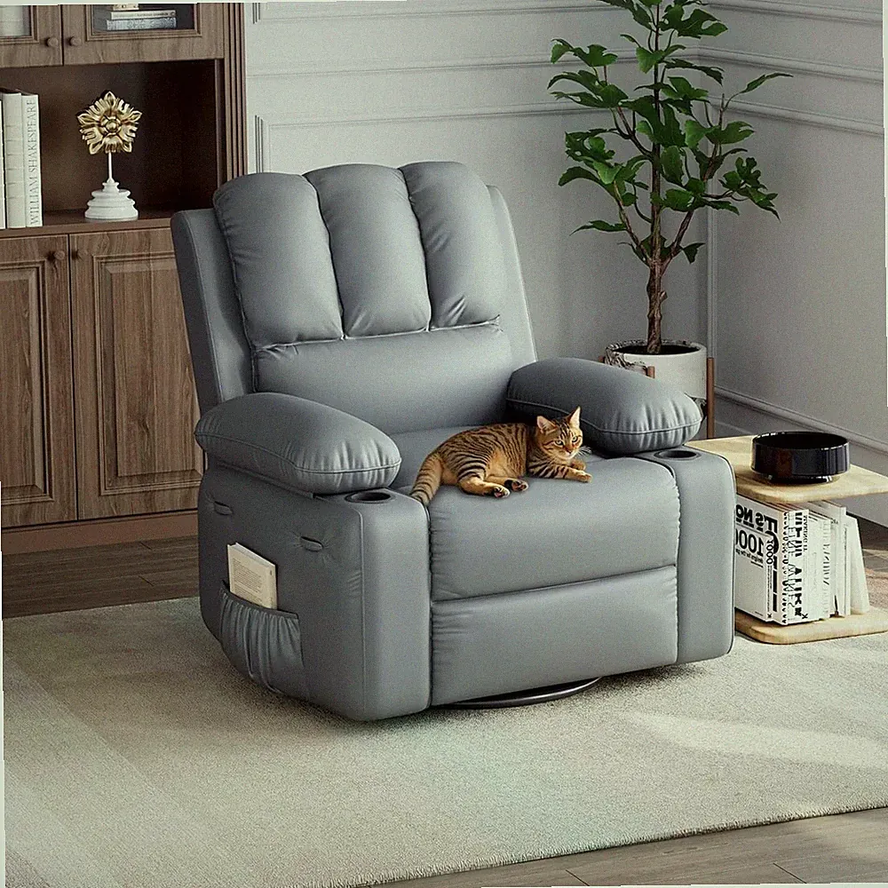 Oversized Recliner Chairs with Heat and Massage - 360° Swivel Lazy Recliner Chai