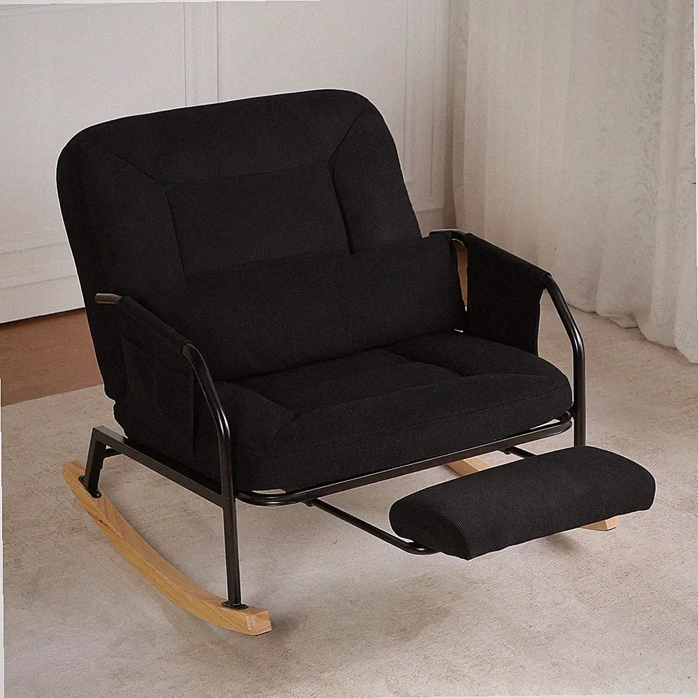 Oversized Reclining Rocking Chair with Foot Rest, 110°–160° Adjustable Backre...