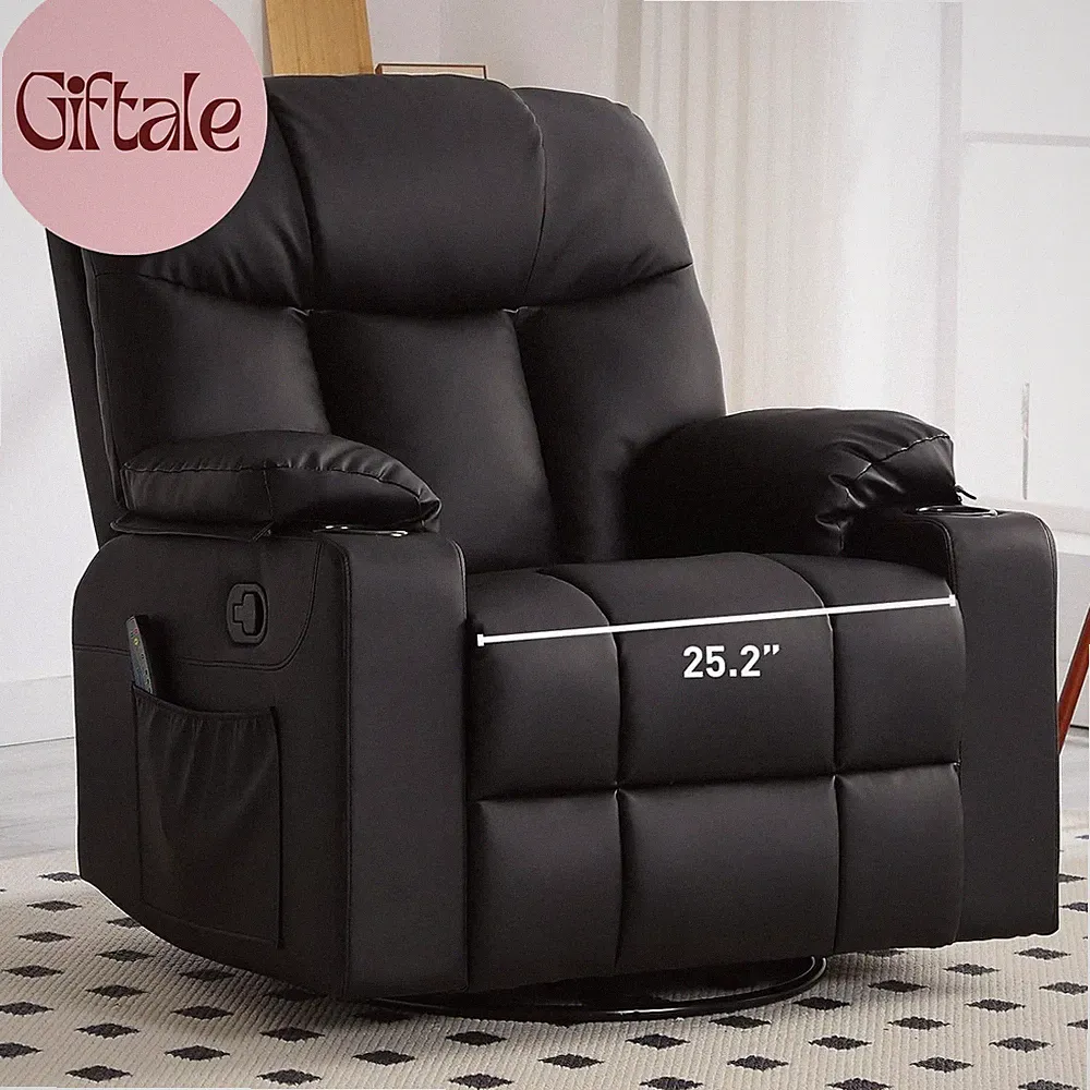 Oversized Swivel Rocker Recliner, 40" Rocking Recliner Chair with Heated and Mas