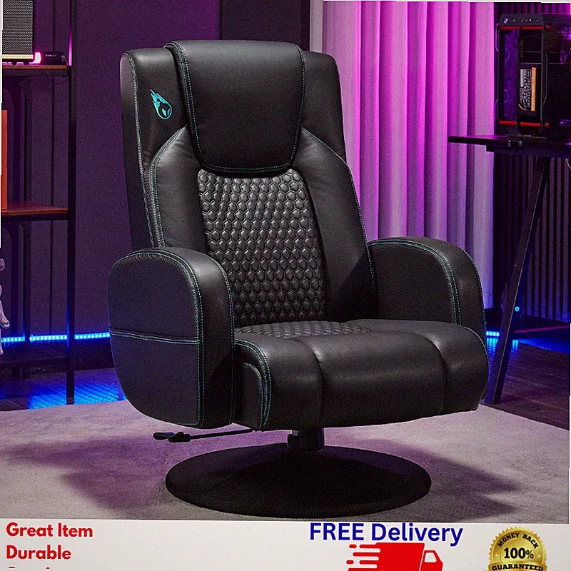 Pedestal Swivel Gaming Chair Ergonomic Reclining Office Seat Padded Arm New