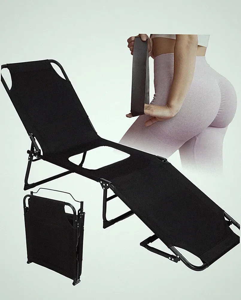 PINK Foldable BBL Chair with Hole, Adjustable 5-Position Lawn Chair for BBL