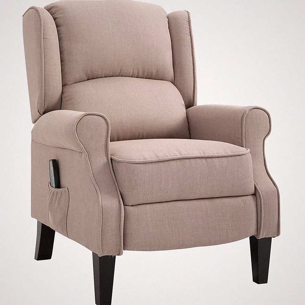 Plush Reclining Armchair with Integrated Massage and Heating Pad