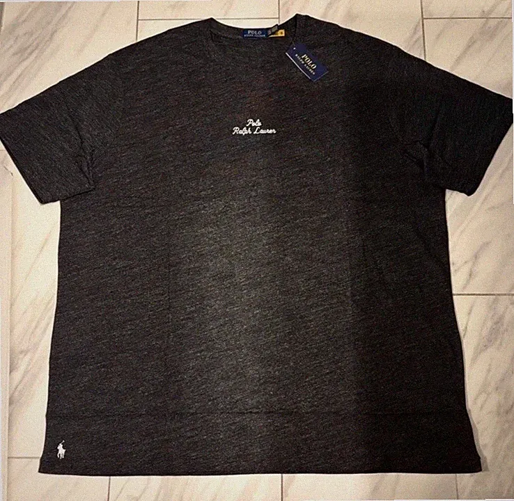 Polo Ralph Lauren Big and Tall Men's Logo T-Shirt Dark Gray Heather White New
