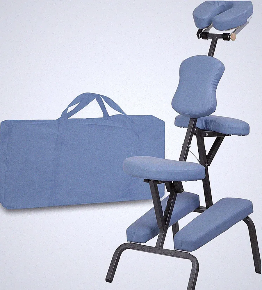 Portable Massage Chair Lightweight Foldable Tattoo Chair with Carrying Case Blue