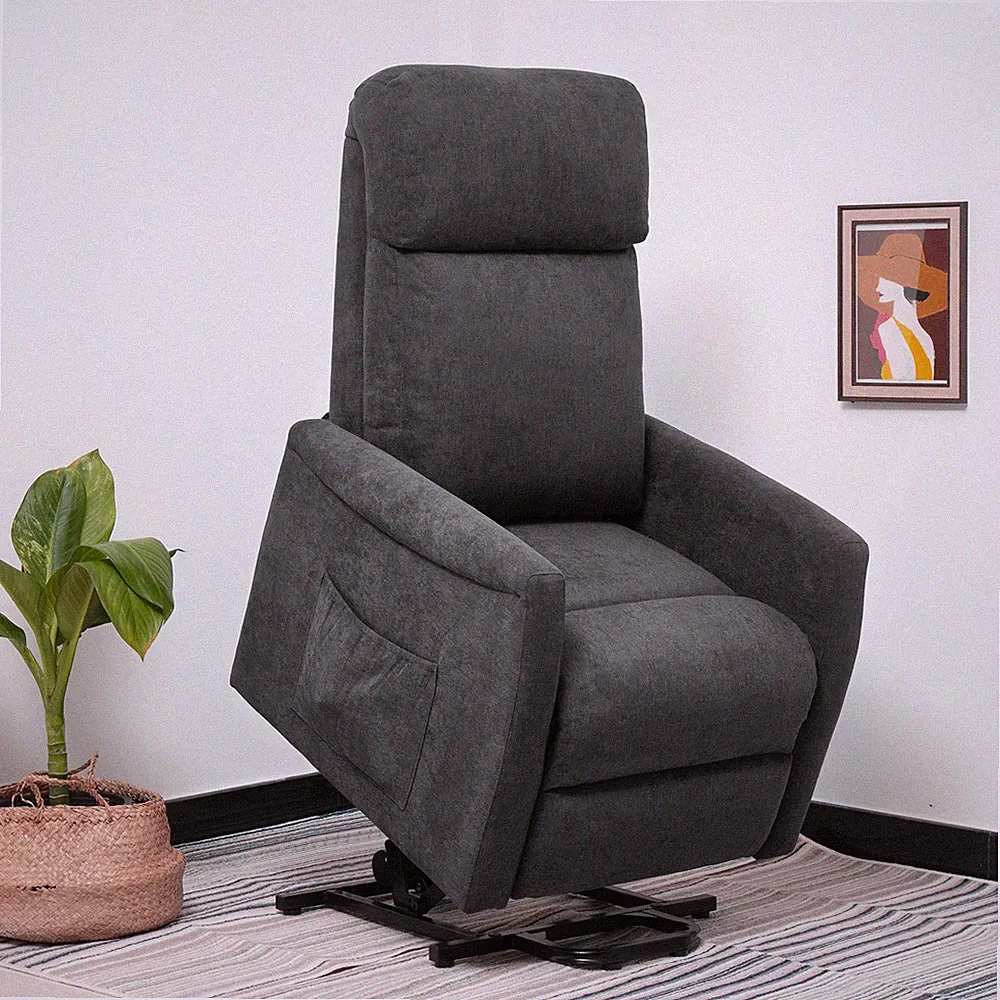 Power Lift Recliner Chair for Elder Electric Stand-Up Fabric Arm Chair Grey