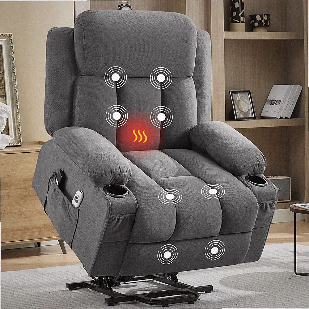 Power Lift Recliner Chair w/ Heat&Massage Electric Recliner Chair w/ Side Pocket