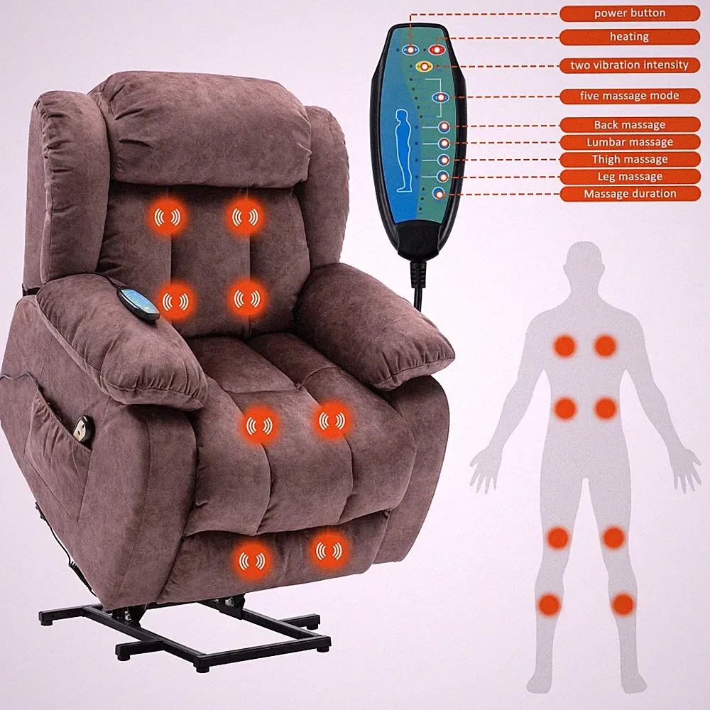 Power Massage Lift Recliner Chair with Heat & Vibration for Elderly Heavy Duty