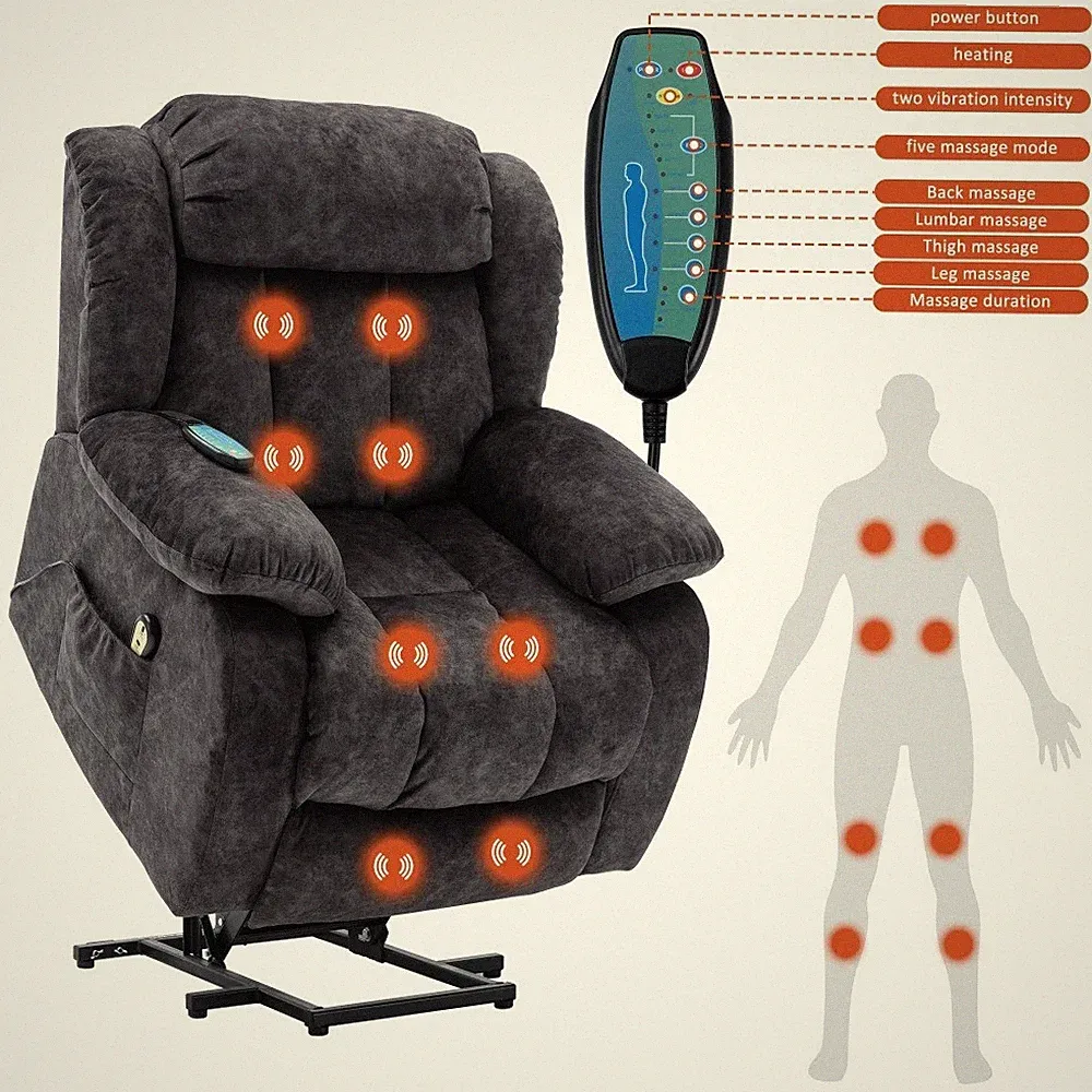 Power Massage Lift Recliner Chair with Heat & Vibration for Elderly Heavy Duty
