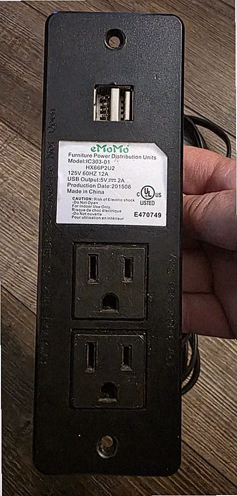 Power Recliner Emomo 2 Outlet Recessed Power Strip HX66P2U2 with USB Port Tested