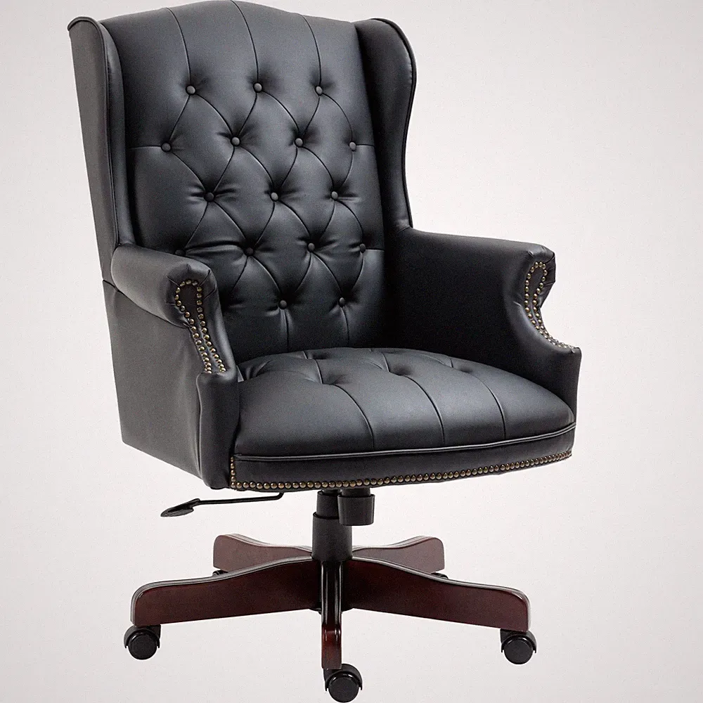 Premium Leather High Back Swivel Executive Office Desk Chair Reclining Casters