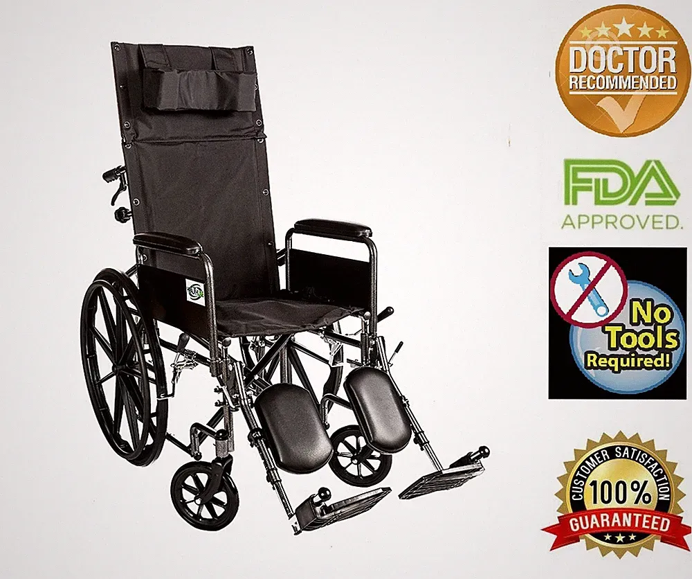 Recliner Back 20" Wheelchair Full Arm Detachable W/elevating Legrests