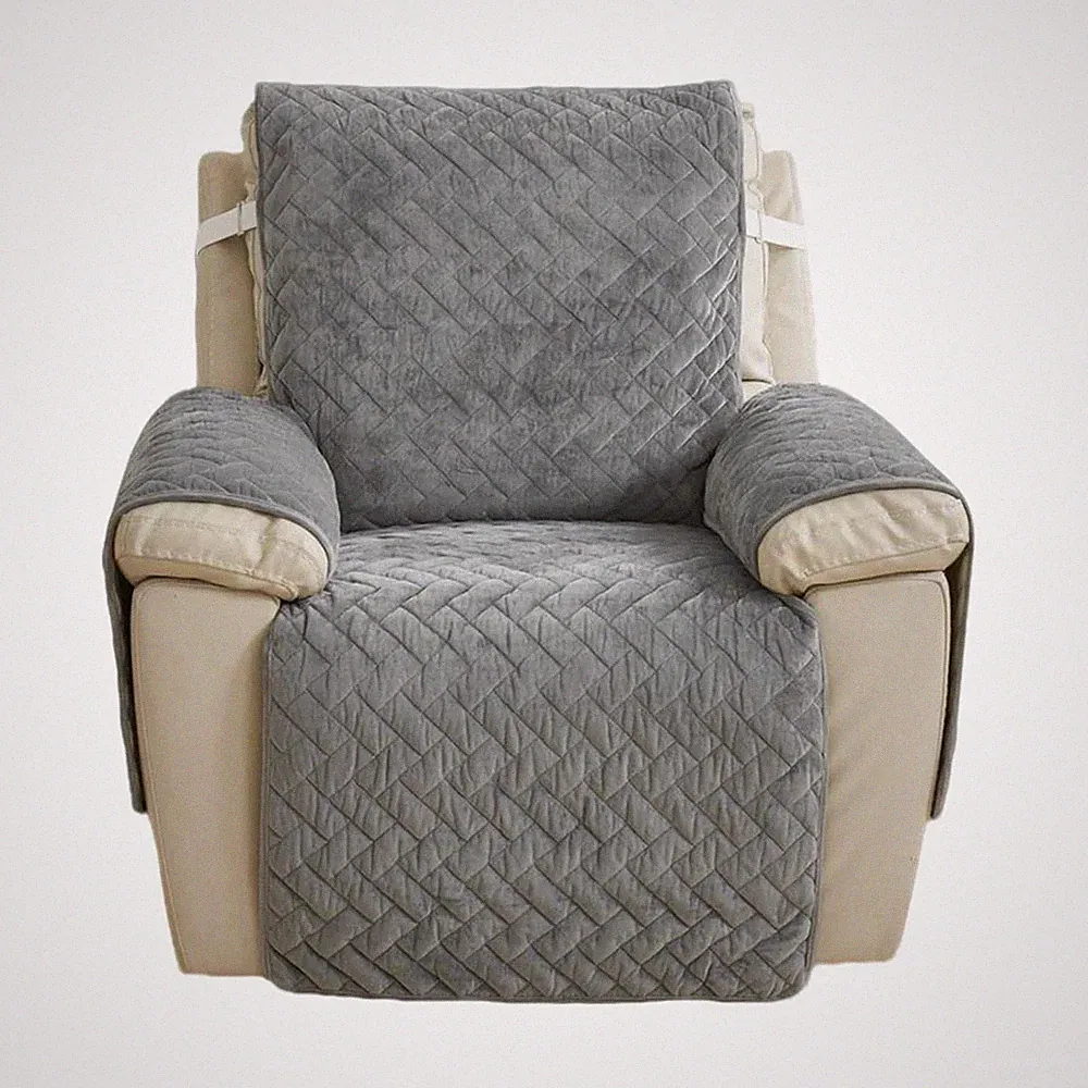 Recliner Chair Cover, Soft Armchair Covers Wing Back 61 x 185 cm, Grey