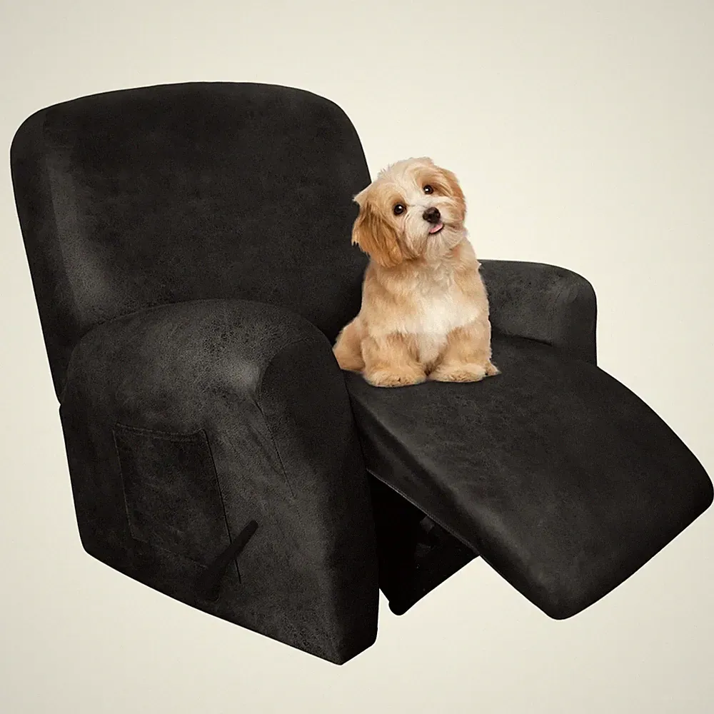 Recliner Chair Covers - 4 Pieces Leather Like Large Recliner Chair Covers wit...