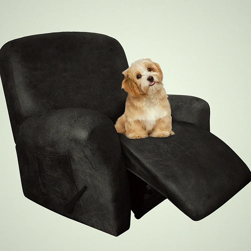 Recliner Chair Covers - 4 Pieces Leather Like Large Recliner Chair Covers wit...