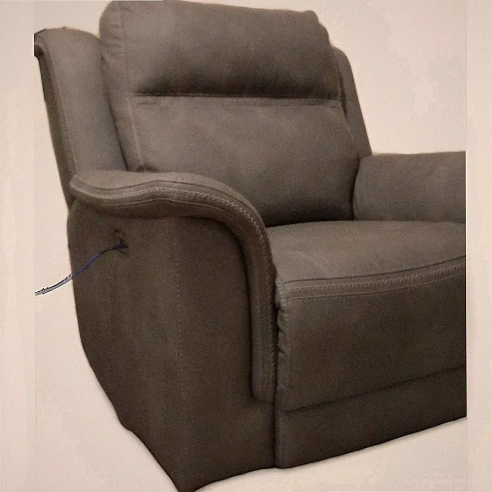 Recliner Gray Reclinable Armchair With Arms Power Cord Steel Matte Finish 40in