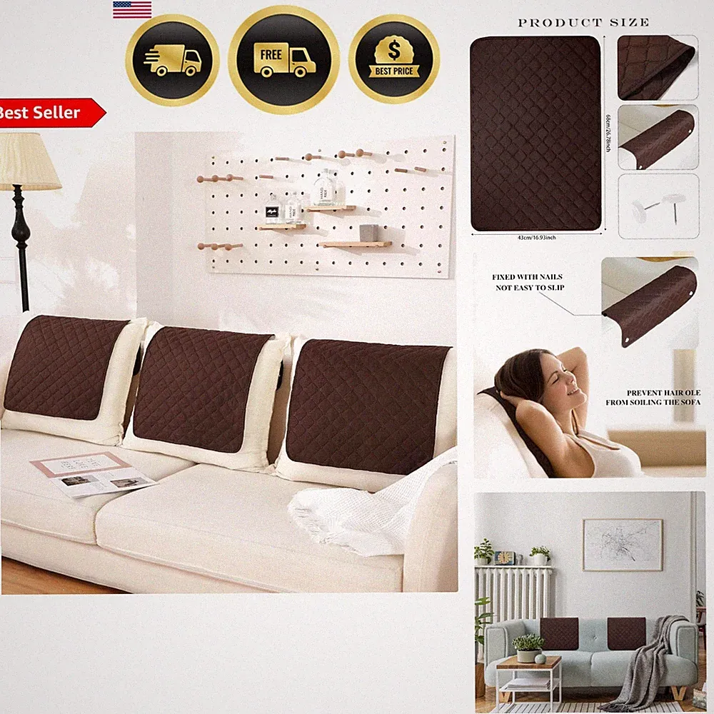 Recliner Headrest Cover Couch Protector Sofa Furniture Shield 3 Pieces Brown