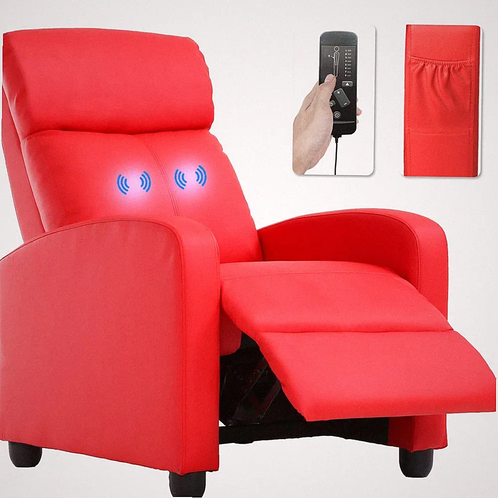 Relax With 2 Point Massage - Red Recliner Chair Lumbar Support