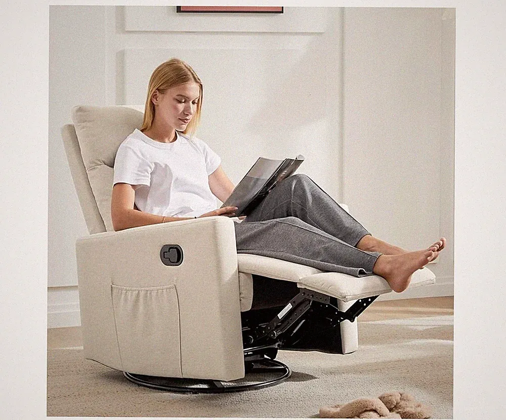 Rocking Swivel, Glider Rocker Recliner, Nursery Chair with footrest