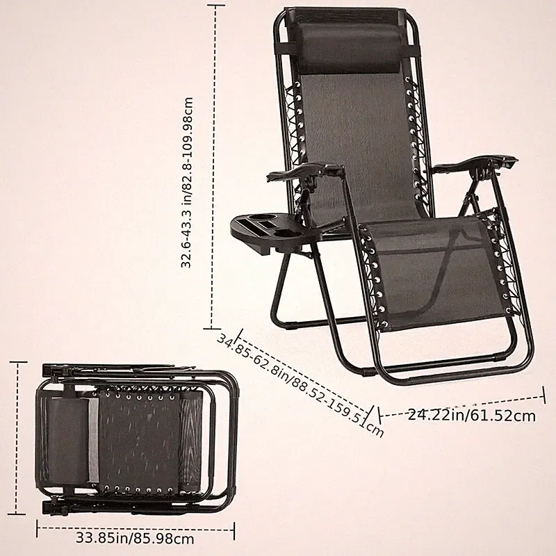 Set Of 2 Adjustable Lounge Chairs, Ergonomic/Foldable Steel Mesh Design
