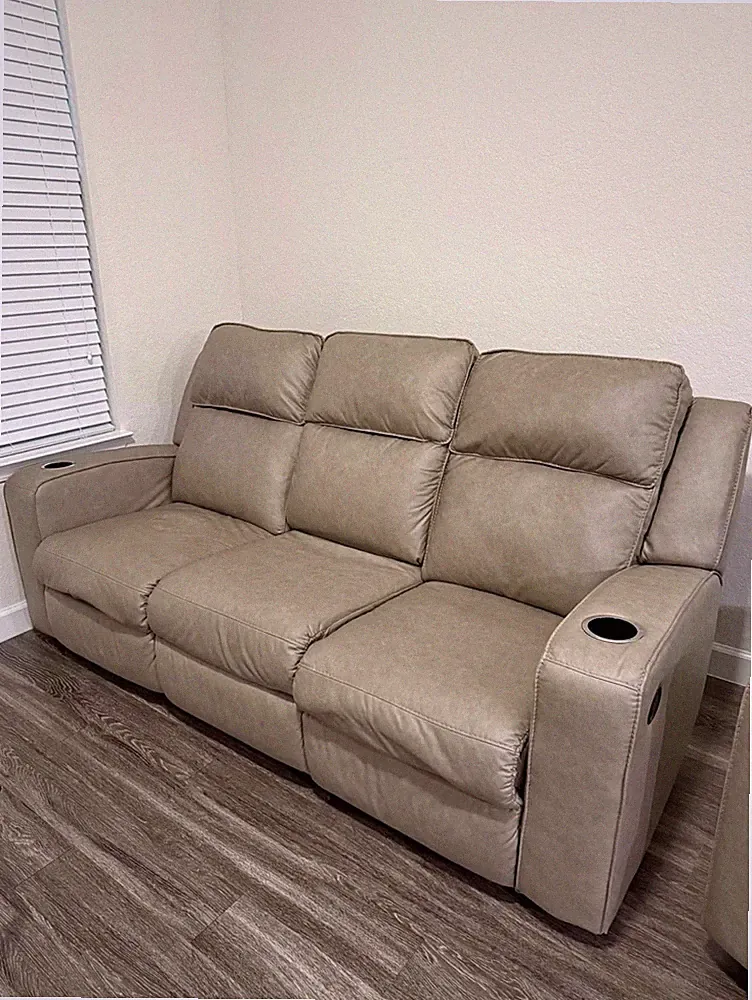 Signature Design by Ashley Lavenhorne Brown Reclining Sofa with Drop Down Table
