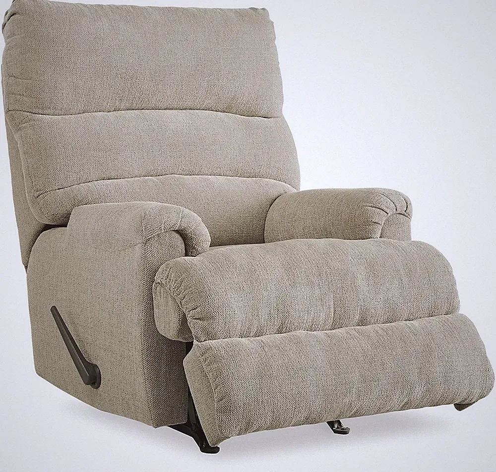 Signature Design by Ashley Man Fort Manual Rocker Recliner Dusk Gray Upholstery