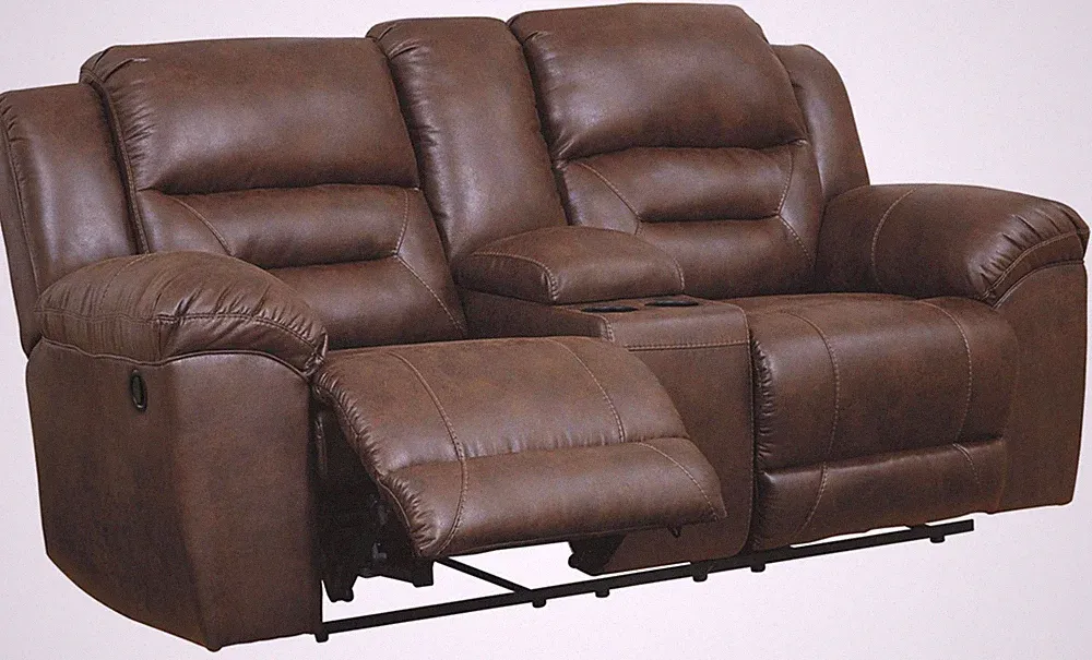 Signature Design by Ashley Stoneland Reclining Loveseat in Chocolate