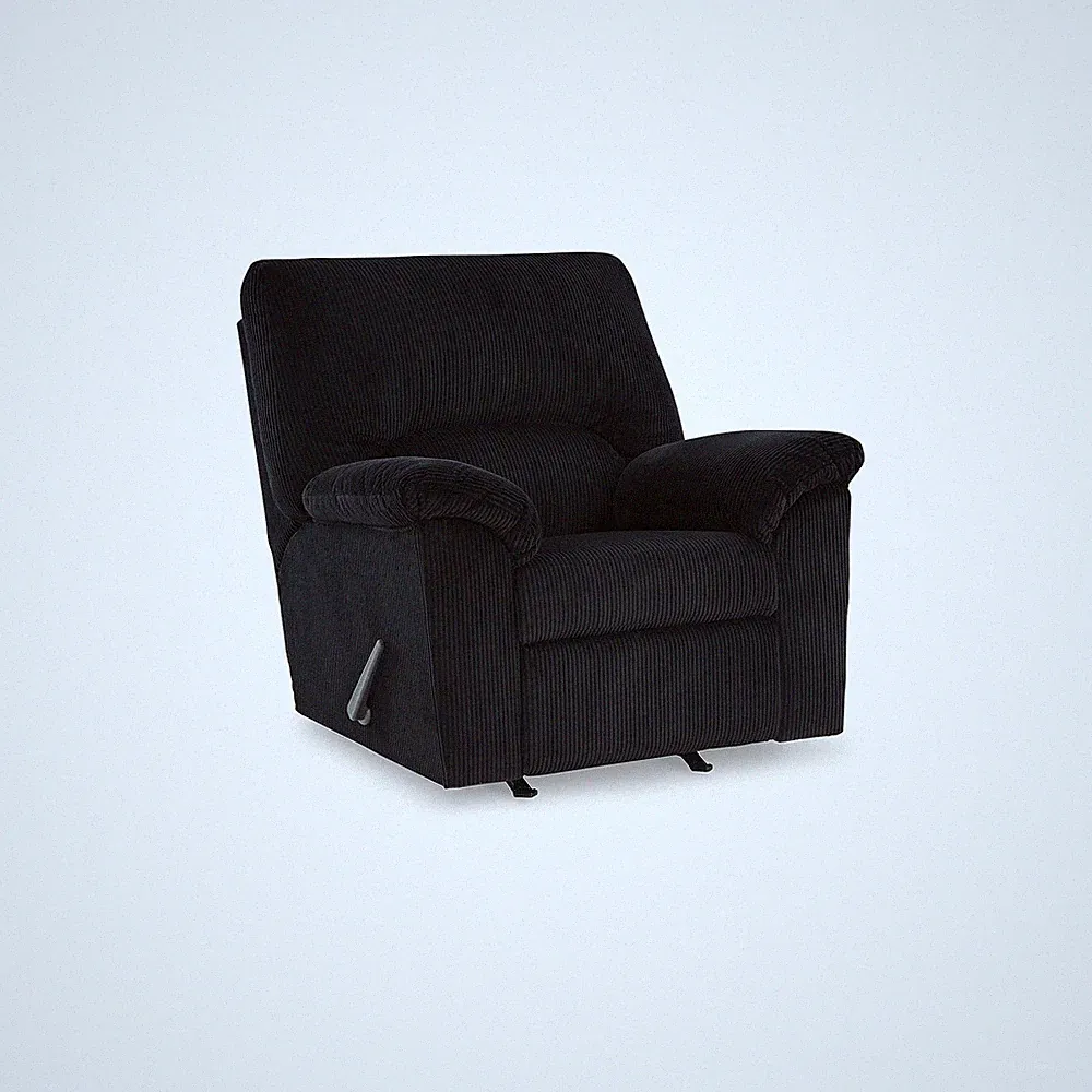 SimpleJoy Casual Manual Rocker Recliner with Pillow-Top Arms, Black
