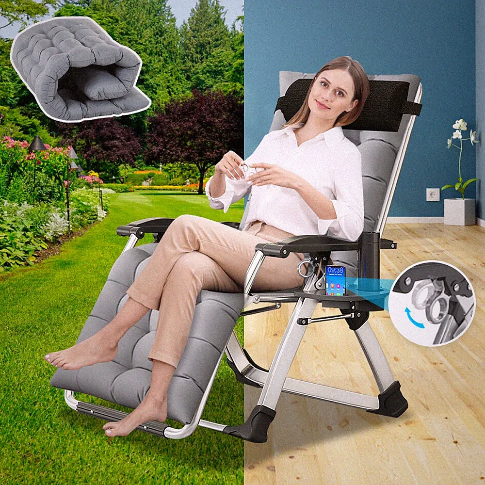 SLSY Foldable Zero Gravity Lounge Chair Ergonomic Patio Recliner w/ Cotton Pad