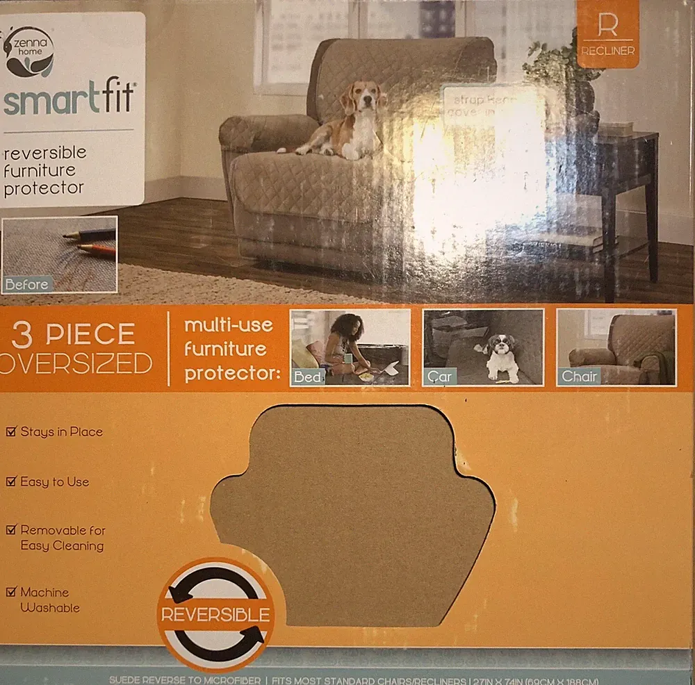 SMART FIT Oversized FURNITURE COVER WATERPROOF 3 PIECE RECLINER TAN
