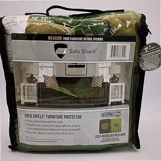 Sofa Shield Oversize Recliner Slipcover Reversible Hunter Green Sage