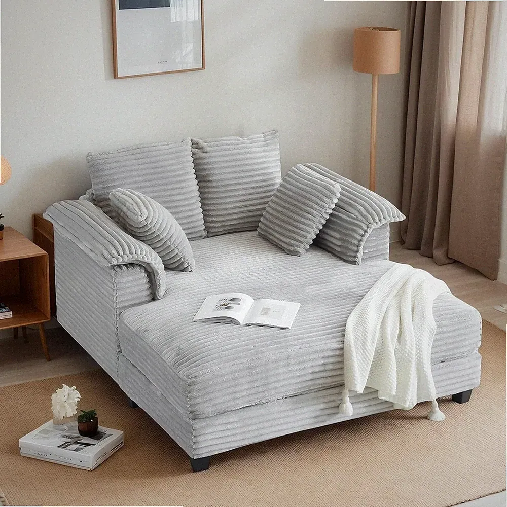 Spacious Luxe Lounge: 56 Oversized Corduroy Chaise Recliner for Ultimate Comfort
