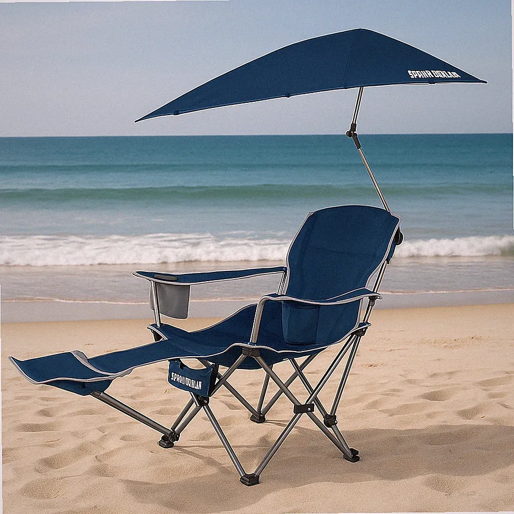 Sport-Brella recliner chair with UPF 50+ adjustable umbrella - Midnight Blue