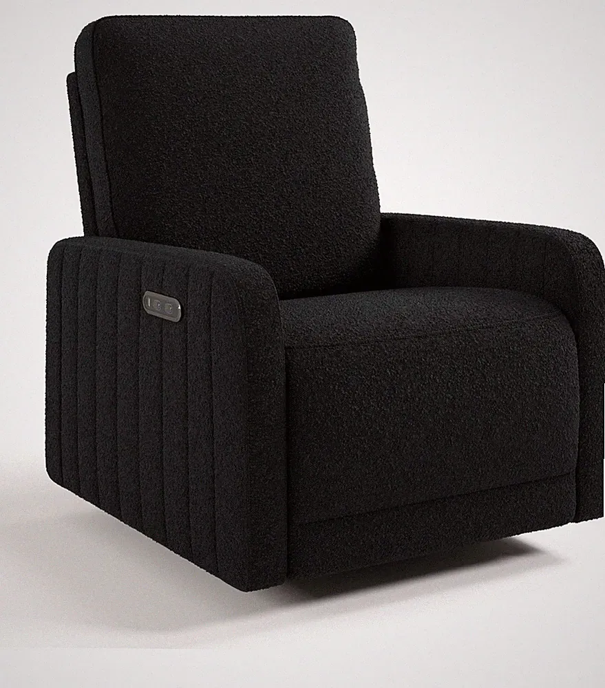 Storkcraft Kyoto Deluxe Extra-Wide Power Recliner Swivel Glider (Black Boucle)