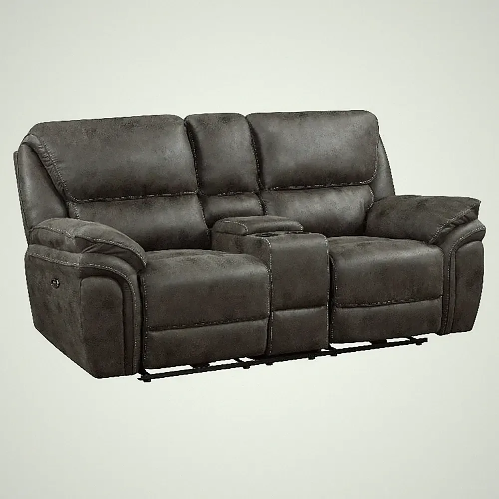 Tony 80 Inch Power Double Recliner Loveseat- Console Cupholders- USB- Gray