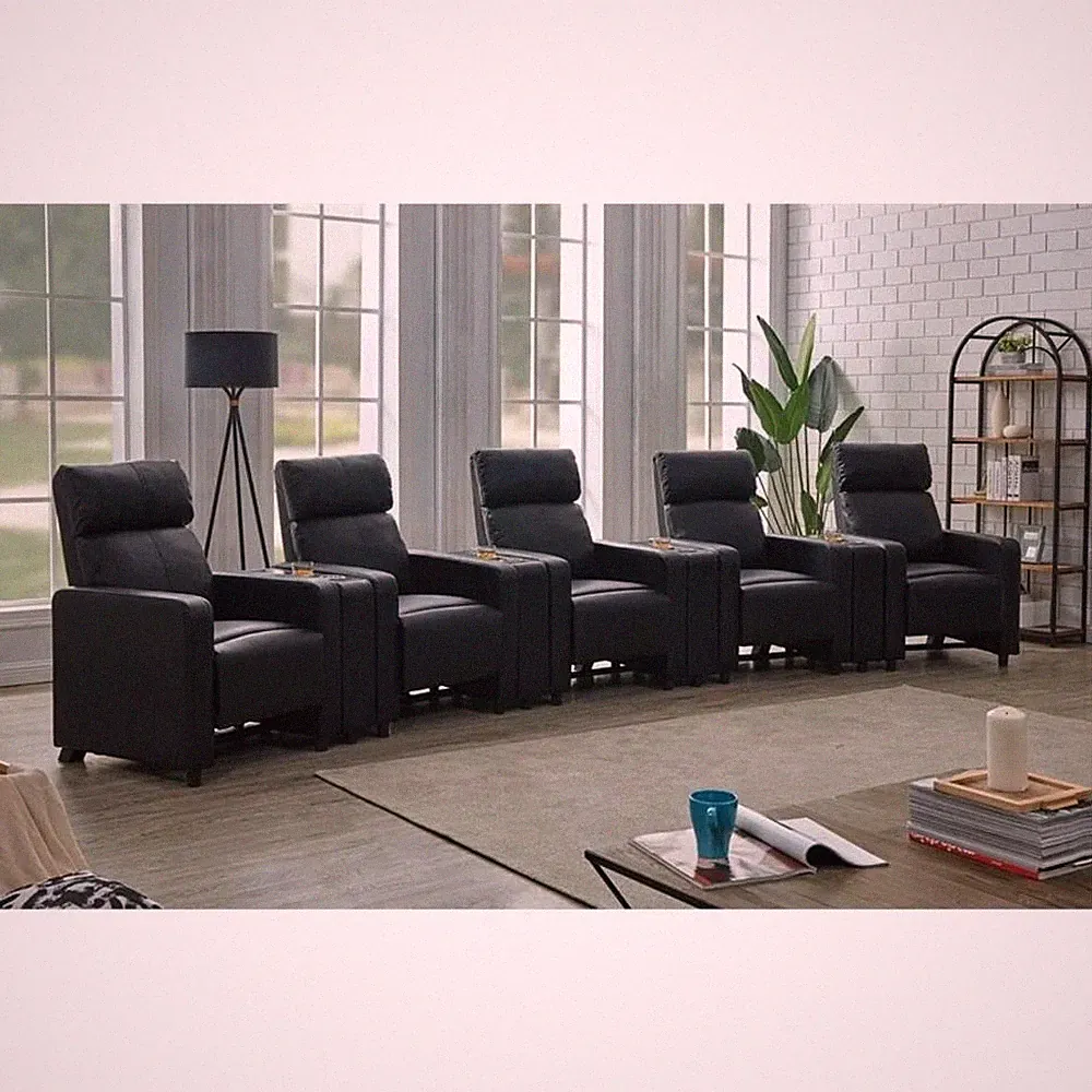 Toohey Upholstered Tufted Recliner Living Room Set Black