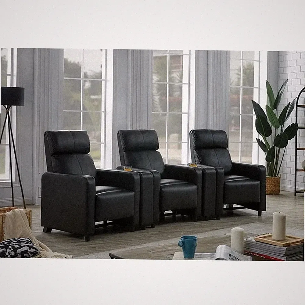 Toohey Upholstered Tufted Recliner Living Room Set Black