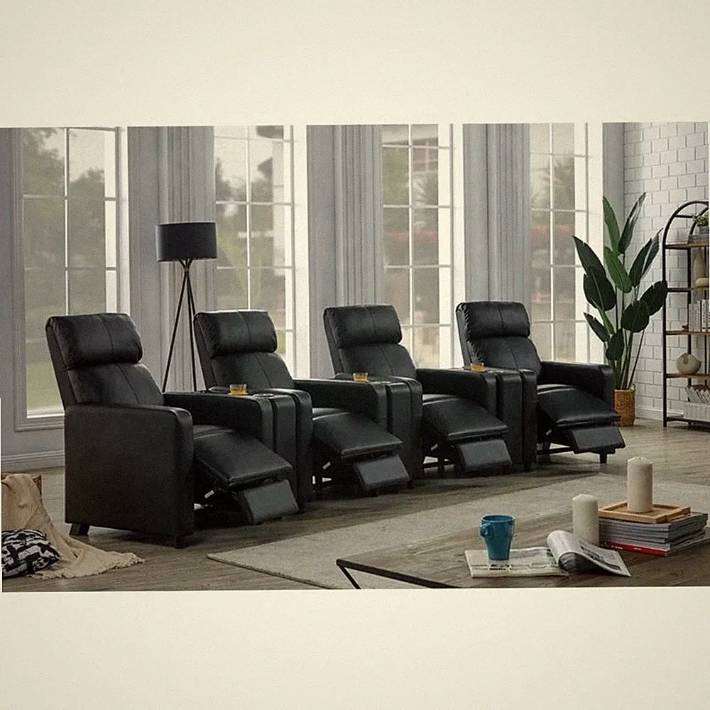 Toohey Upholstered Tufted Recliner Living Room Set Black