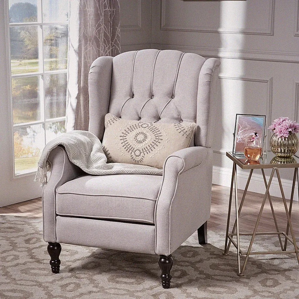 Tufted Wingback Recliner Chair with Nailhead Trim