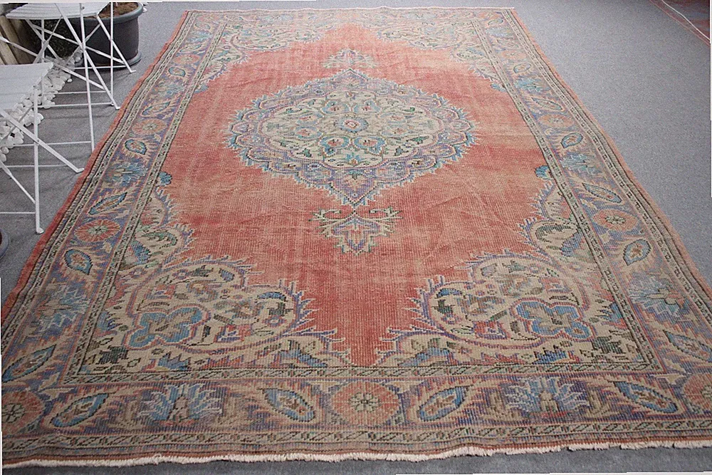 Turkish Rug, Oversize 7,2x11 ft Rug, Red Oriental Rug