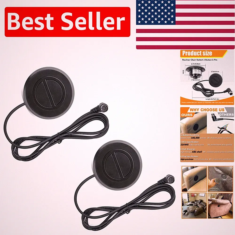 Versatile Handset Control for Recliners and Lift Chairs - 2 Button, 5-Pin Plug