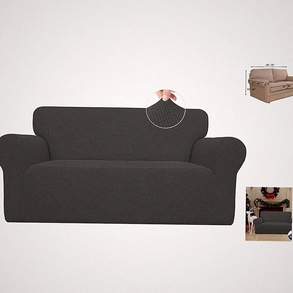 Versatile Loveseat Slipcover - Soft Stretch Fabric, Easy Installation, Dark Gray